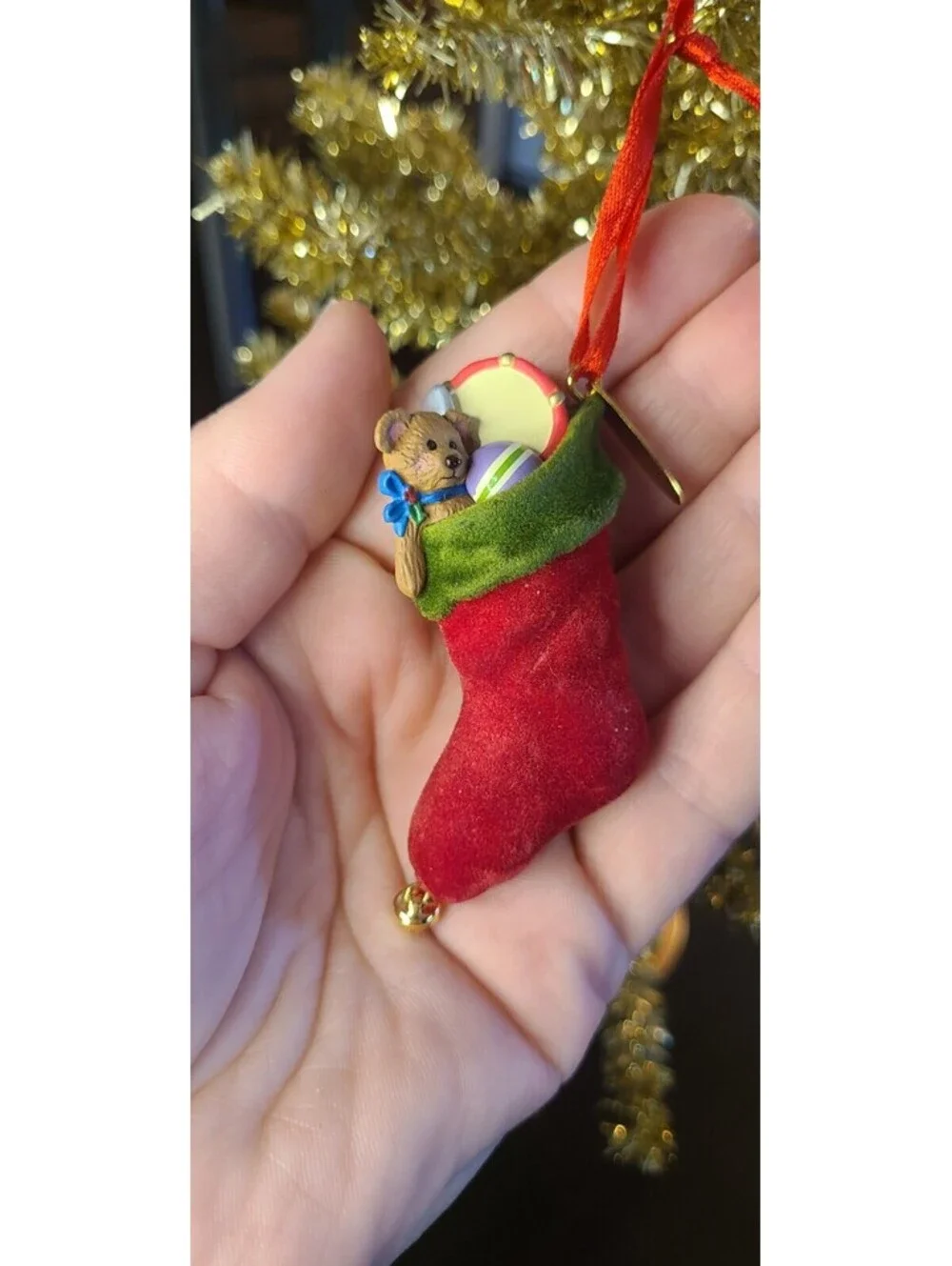 2001 Hallmark Ornament Hung With Care 'Twas The Night Before Christmas Stocking